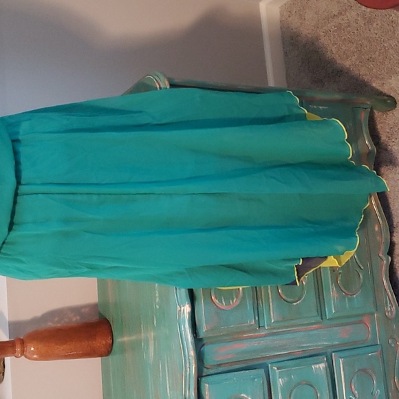 Strapless Colorblock Green, yellow and blue Hanky Hem Dress size XL - Picture 3 of 3